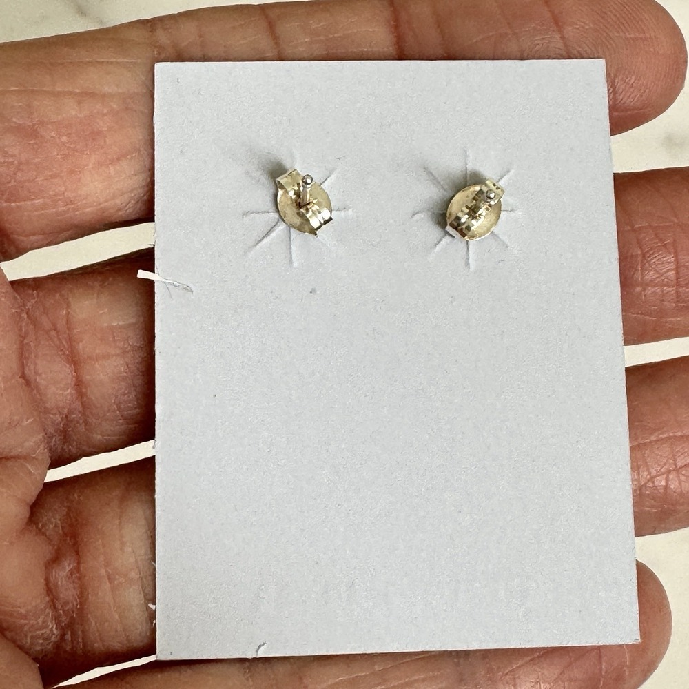 Navajo Turquoise Stud Earrings Sterling Silver 925 Post 11 x 14mm Signed Native - Picture 6 of 6